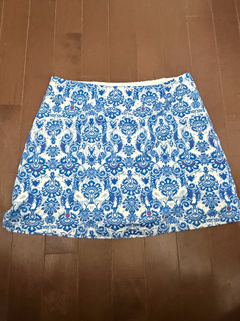 Blue and White Printed Mini Skirt